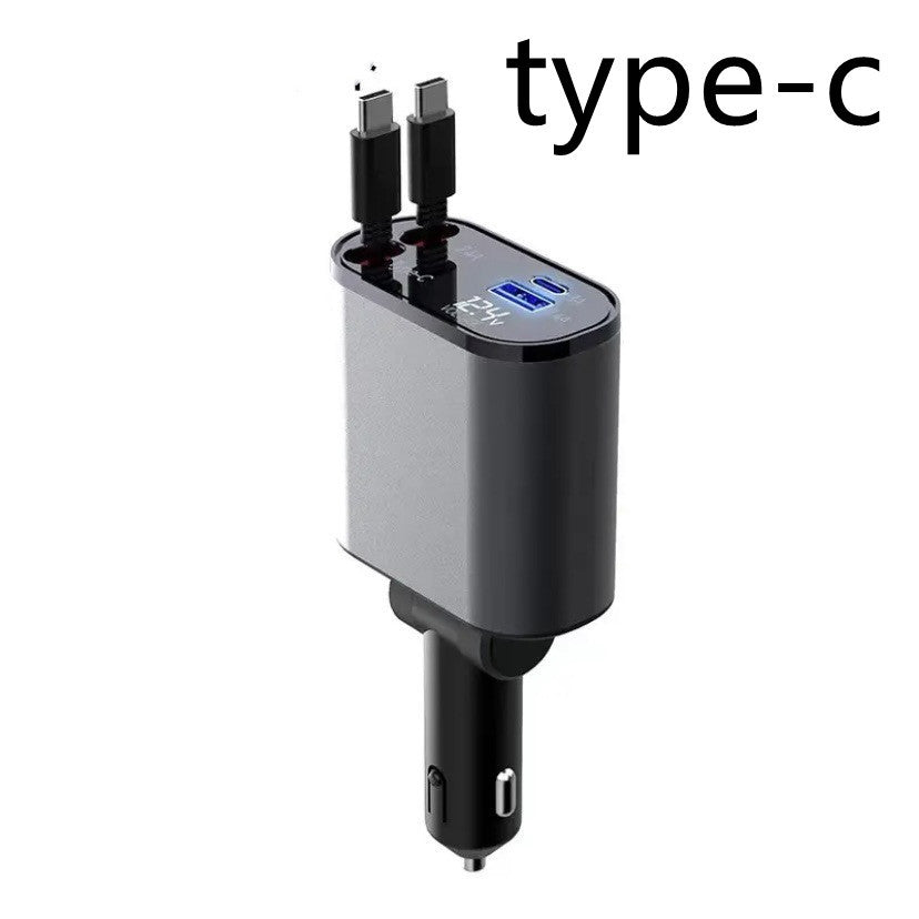 Metall-Autoladegerät, 100 W, superschnelles Aufladen, Zigarettenanzünder im Auto, USB- und TYPE-C-Adapter