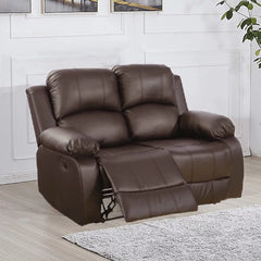 Furniture Bonded Leather Recliner Set Living Room Set, Loveseat, Brown