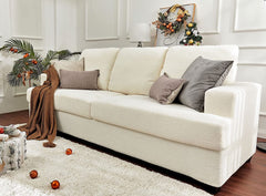 Sofa, Deep Seat Sofa, 3 Seater Sofa for Living Room-Oversized Sofa, Off-White Boucle