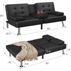 Metal Legs Recliner Sofa Living Room Black Sofaset Furniture for Living Room Sofas 2 Cup Holders Folding Sofa Beds Bed Home Lazy