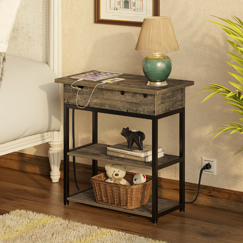 End Table with Storage and Charging Station