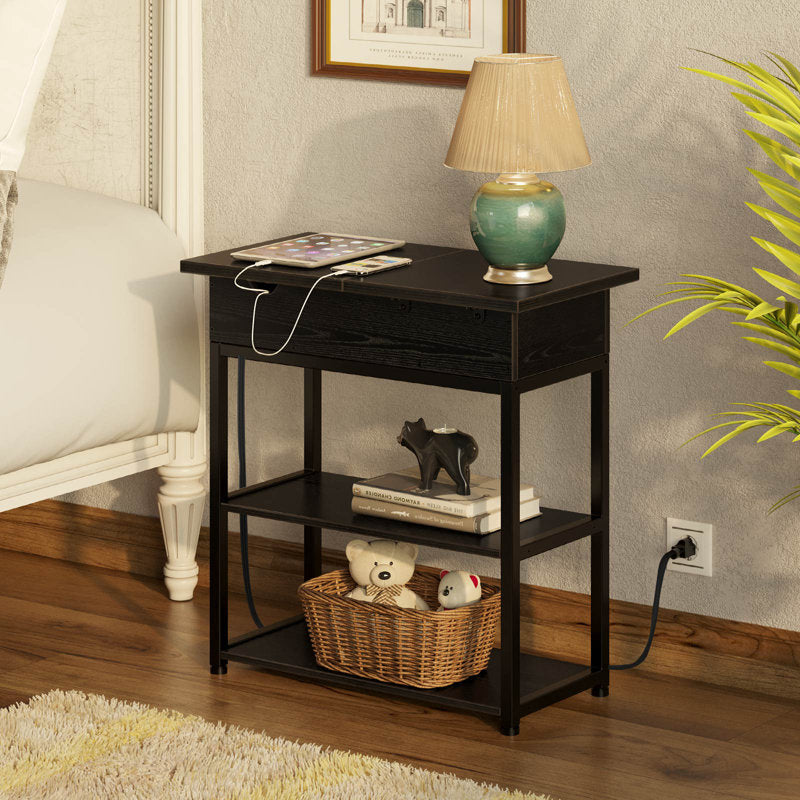 End Table with Storage and Charging Station