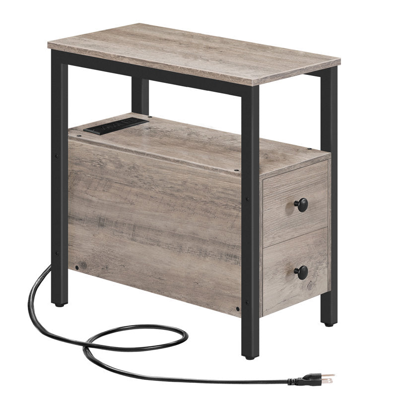 24'' Tall 2 - Drawer End Table with Storage and Built-In Outlets