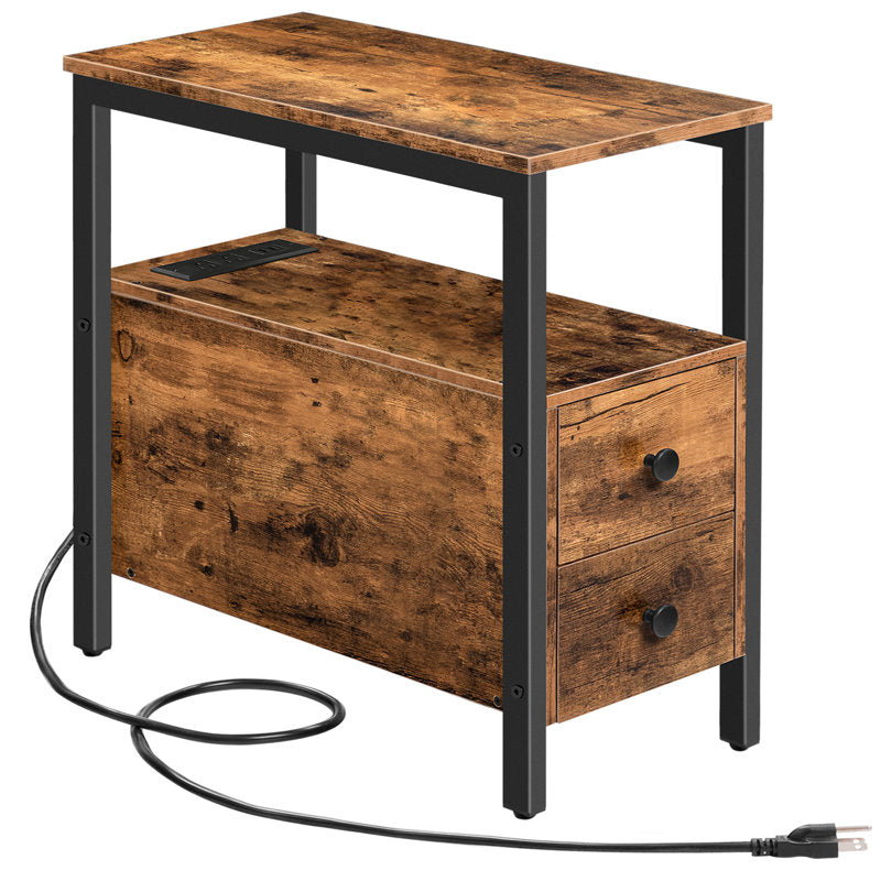 24'' Tall 2 - Drawer End Table with Storage and Built-In Outlets