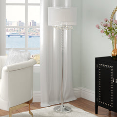 Venito 62'' Polished Chrome Silver and Acrylic Base Traditional Floor Lamp