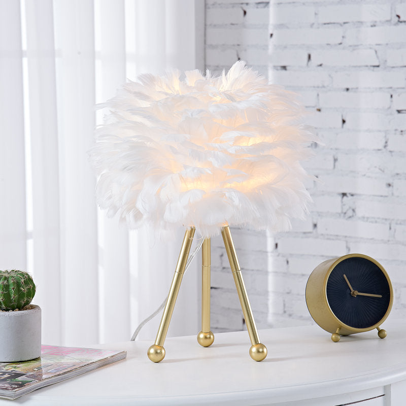 Marjorie 14.5" Tripod Feather Table Lamp