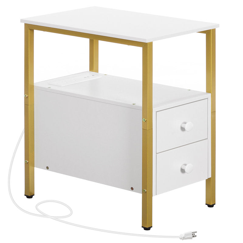 24'' Tall 2 - Drawer End Table with Storage and Built-In Outlets