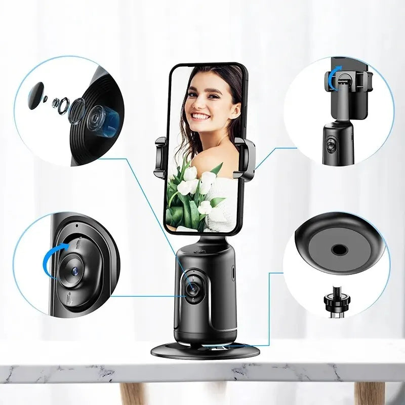 360 Auto Face Tracking Gimbal AI Smart Gimbal Gesichtsverfolgung Automatischer Telefonhalter für Smartphone-Video-Vlog-Live-Stabilisatorstativ