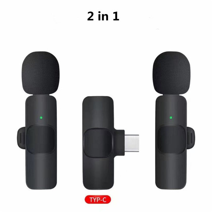 Mini microphone Lavalier Enregistrement audio vidéo sans fil avec chargement du téléphone Microphone Lavalier sans fil Diffusion de microphones à revers Ensemble d'enregistrement vidéo court Microphone à main rechargeable Live Stre