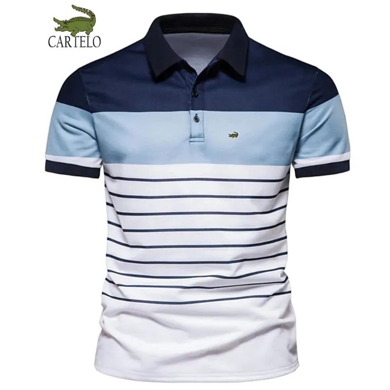 Polo brodé de couleur contrastée avec ceinture pour hommes 