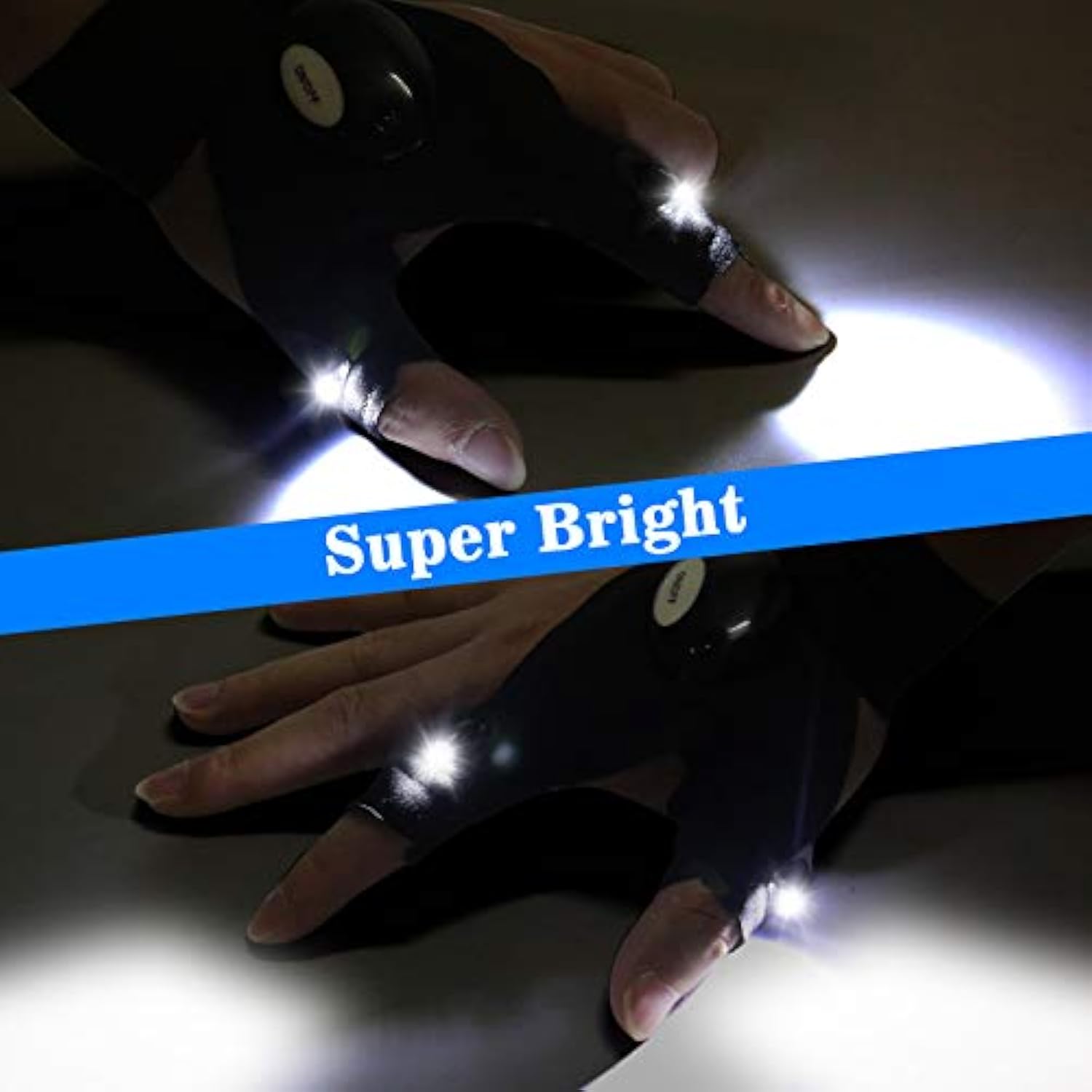 LED Flashlight Gloves, Stocking Stuffers Gifts for Men Dad Him, Christmas White Elephant Gifts for Adults Men Boyfriend Cool Gadget Waterproof Light for Camping Fishing Repairing