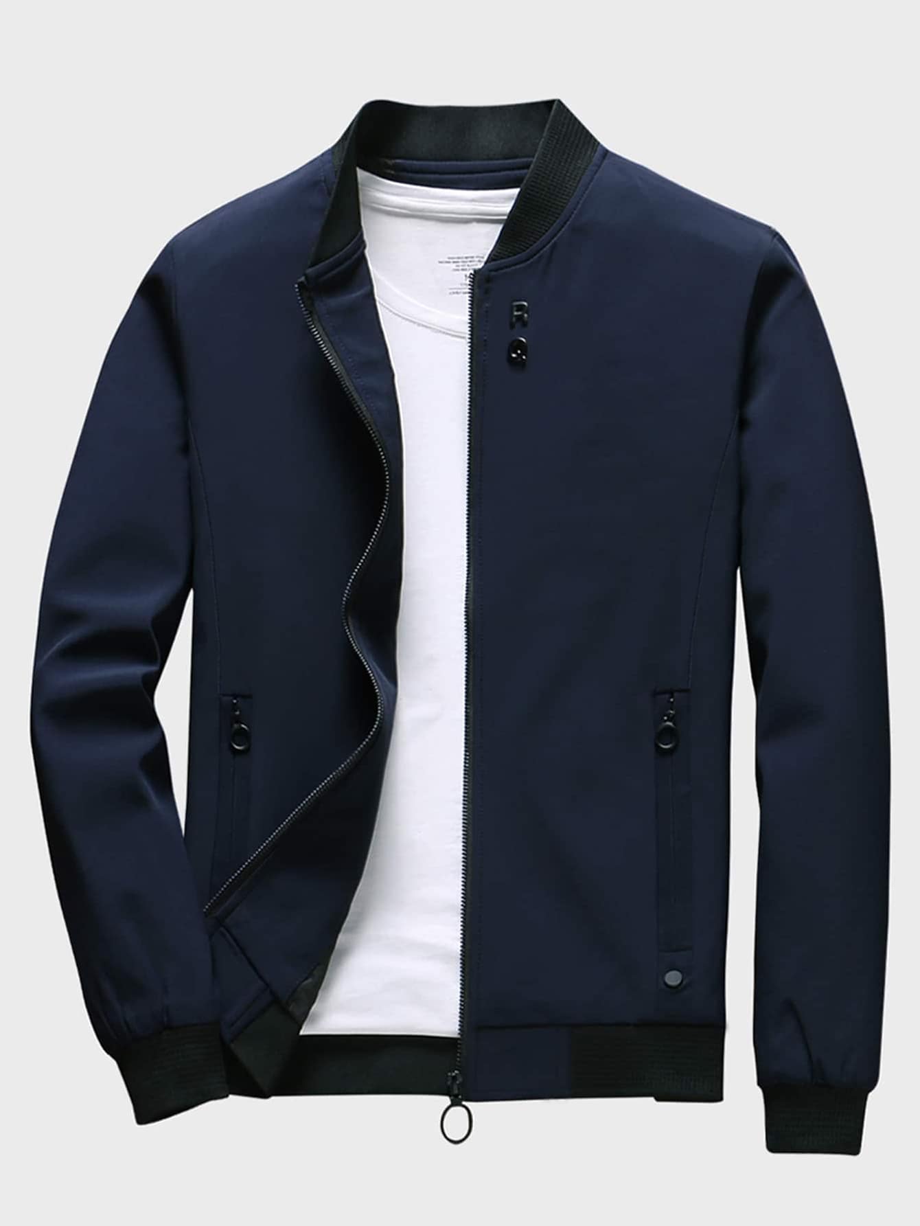 Men Zip Up Bomber Jacket