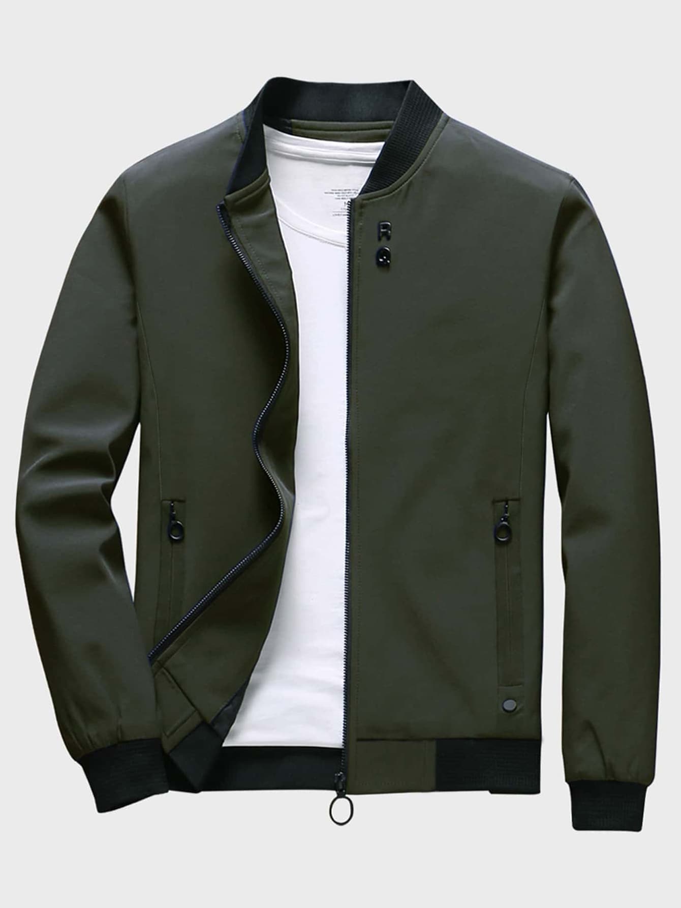 Men Zip Up Bomber Jacket