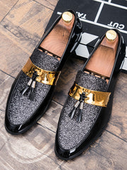 Men Tassel Decor Glitter Loafers