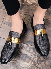 Men Tassel Decor Glitter Loafers