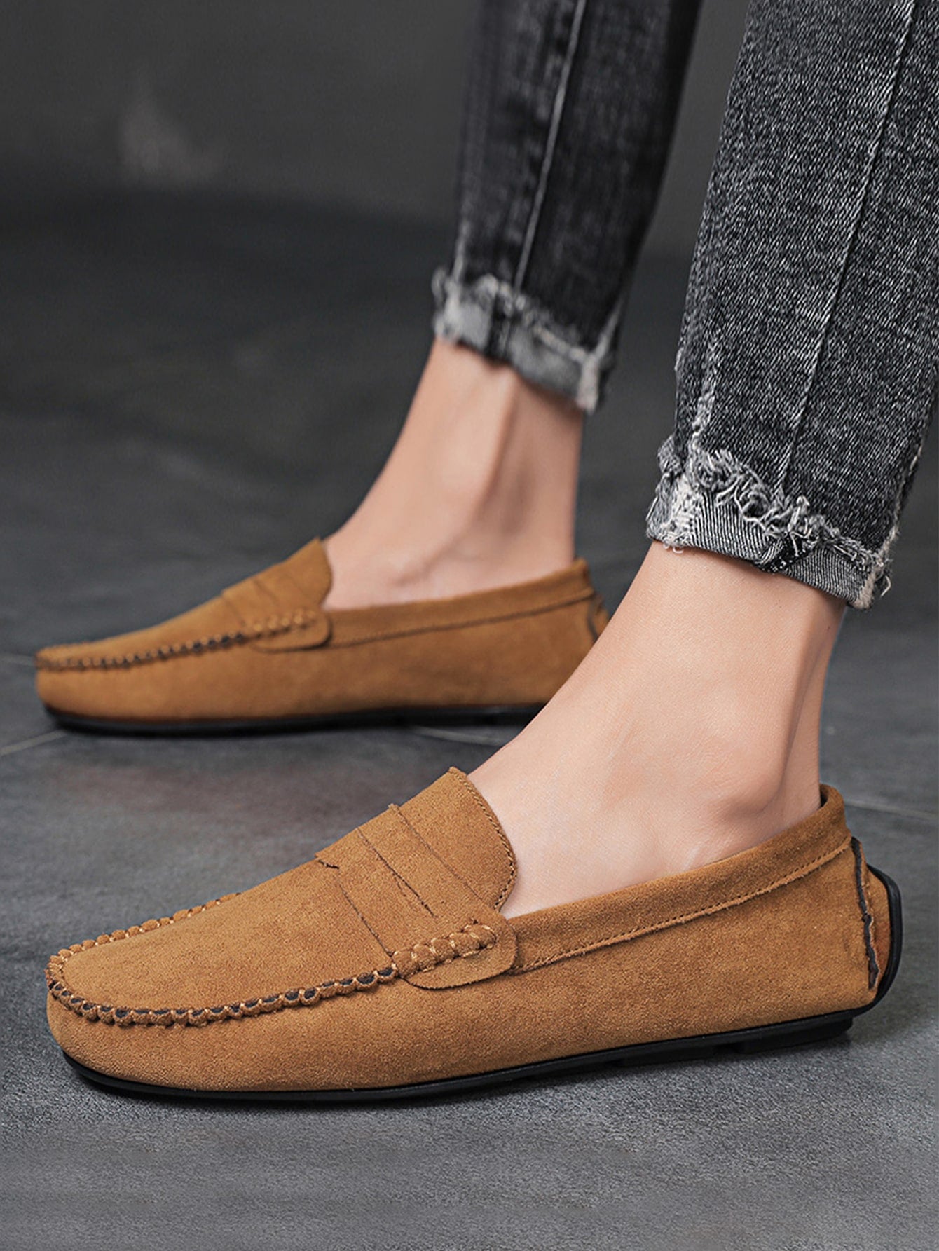 Men Stitch Detail Penny Loafers