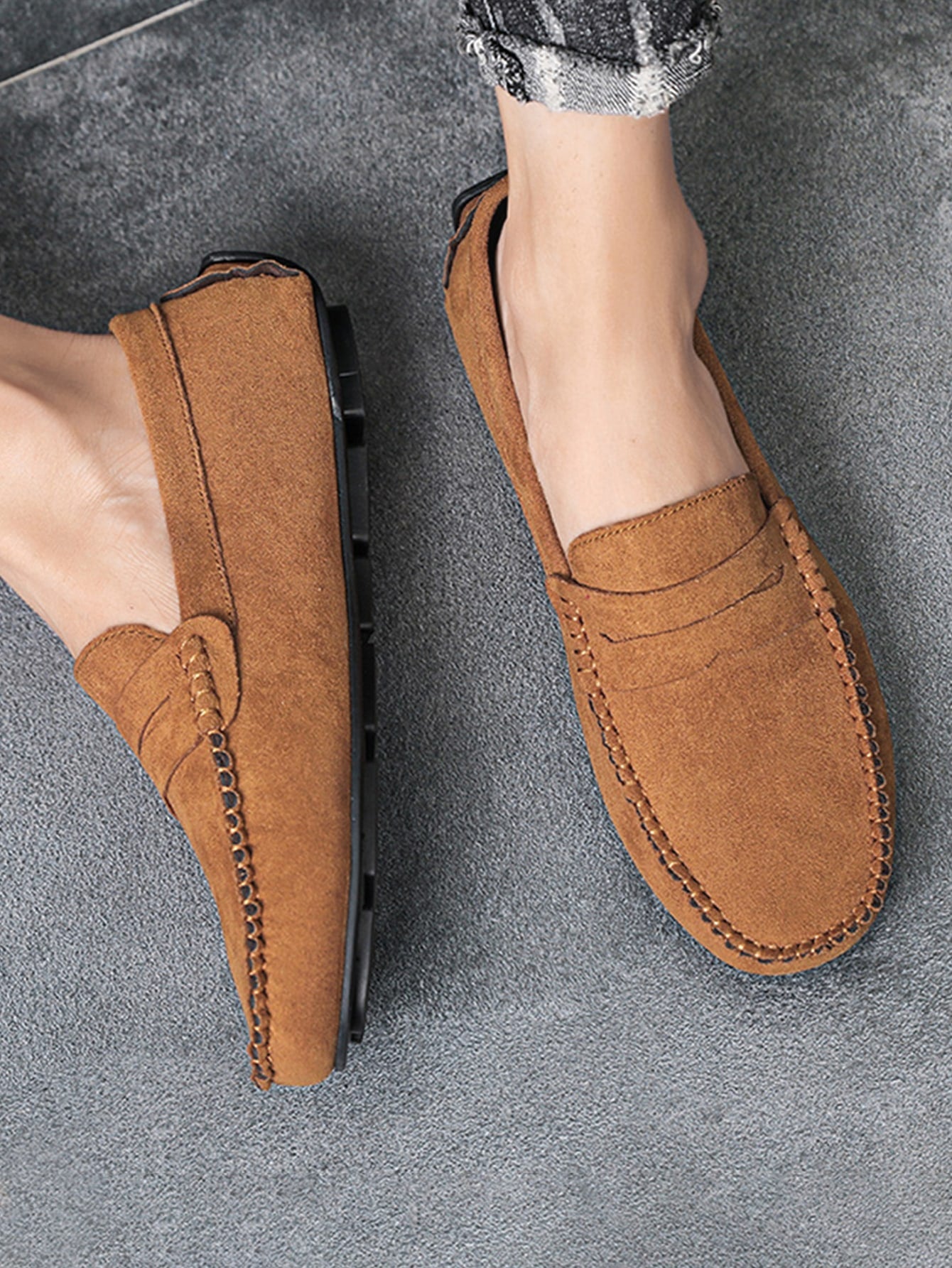 Men Stitch Detail Penny Loafers