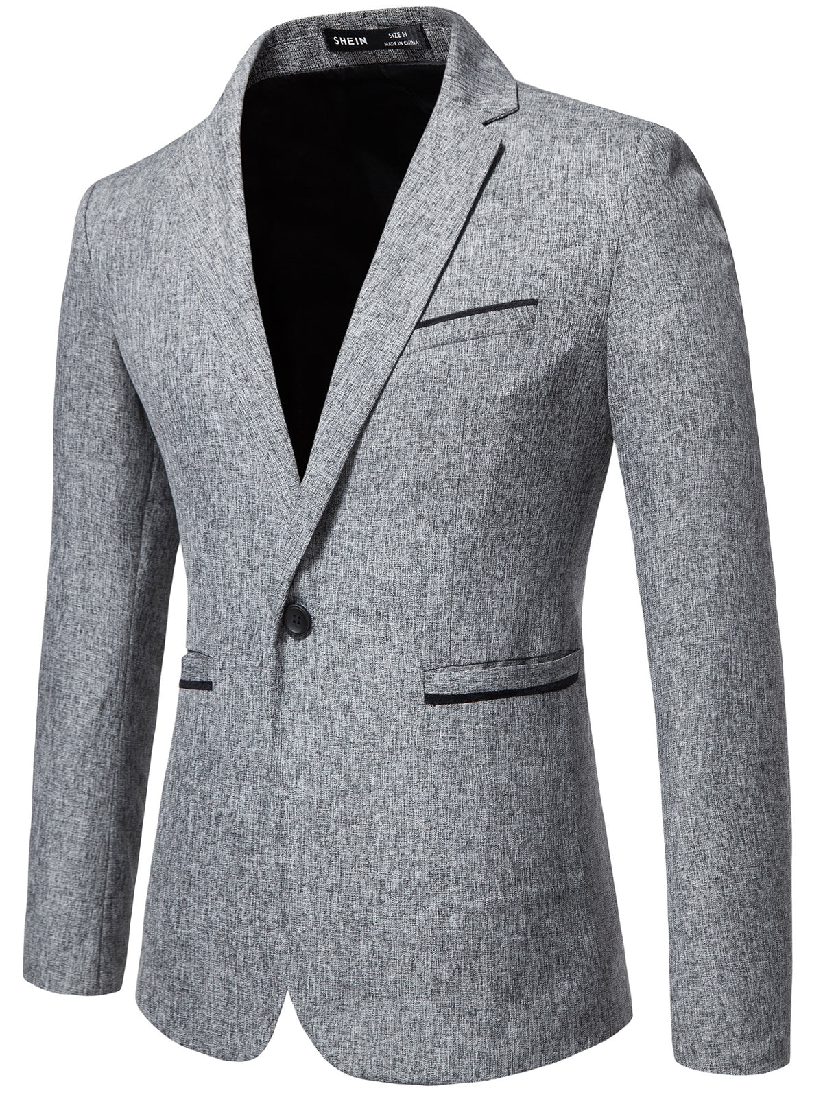 Blazer à bouton unique avec poche et teinture spatiale pour hommes