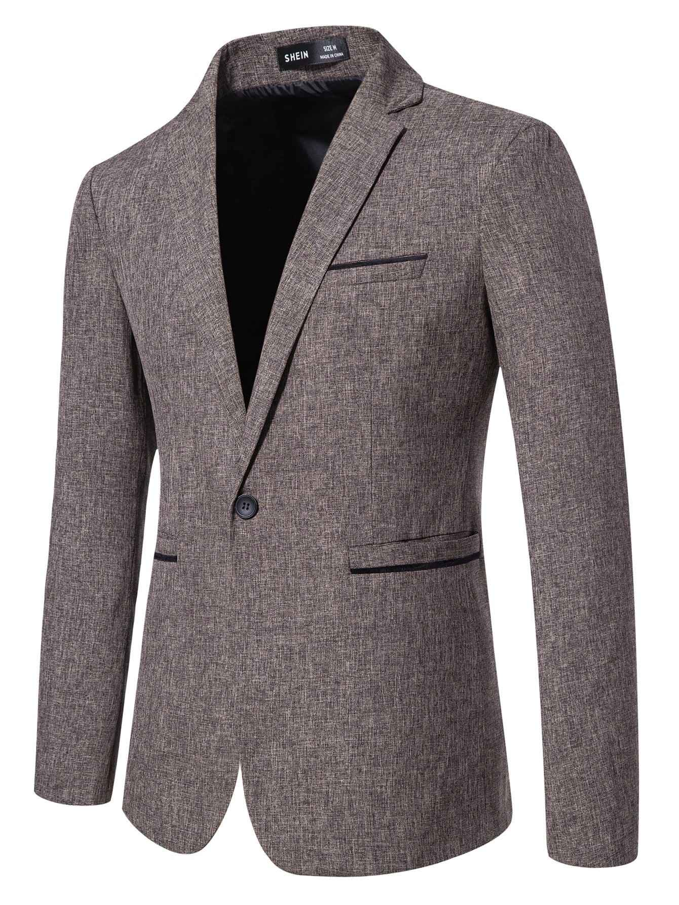 Blazer à bouton unique avec poche et teinture spatiale pour hommes