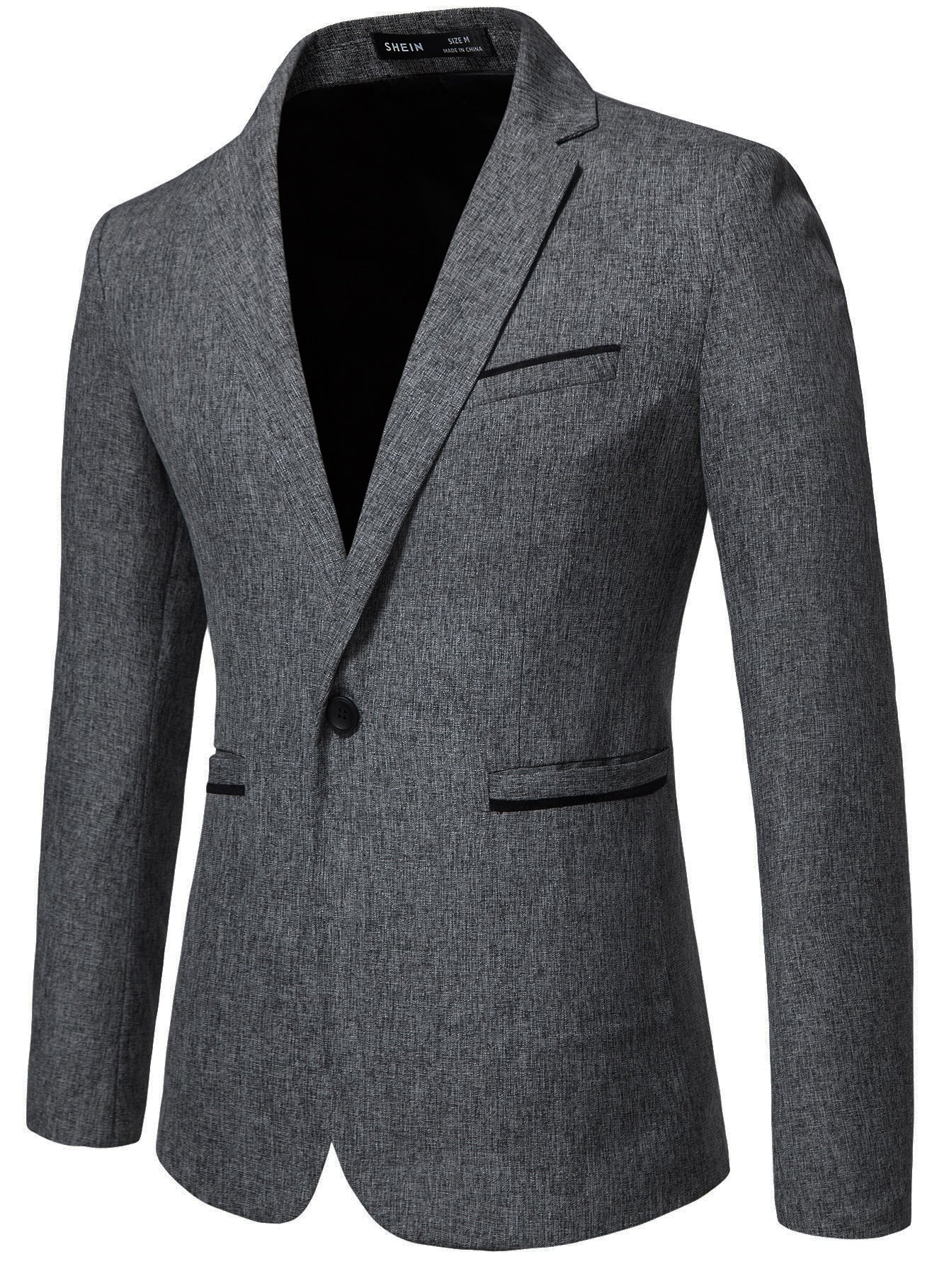 Blazer à bouton unique avec poche et teinture spatiale pour hommes