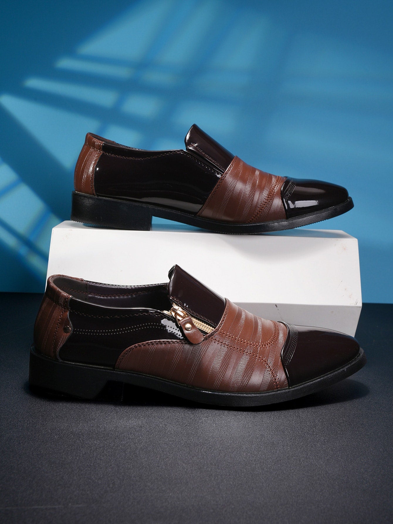 Men Zip Side Dress Loafers