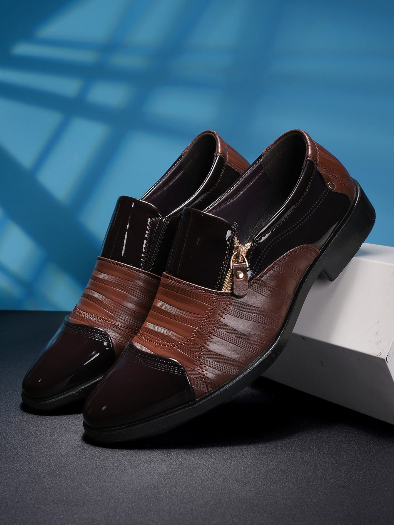 Men Zip Side Dress Loafers