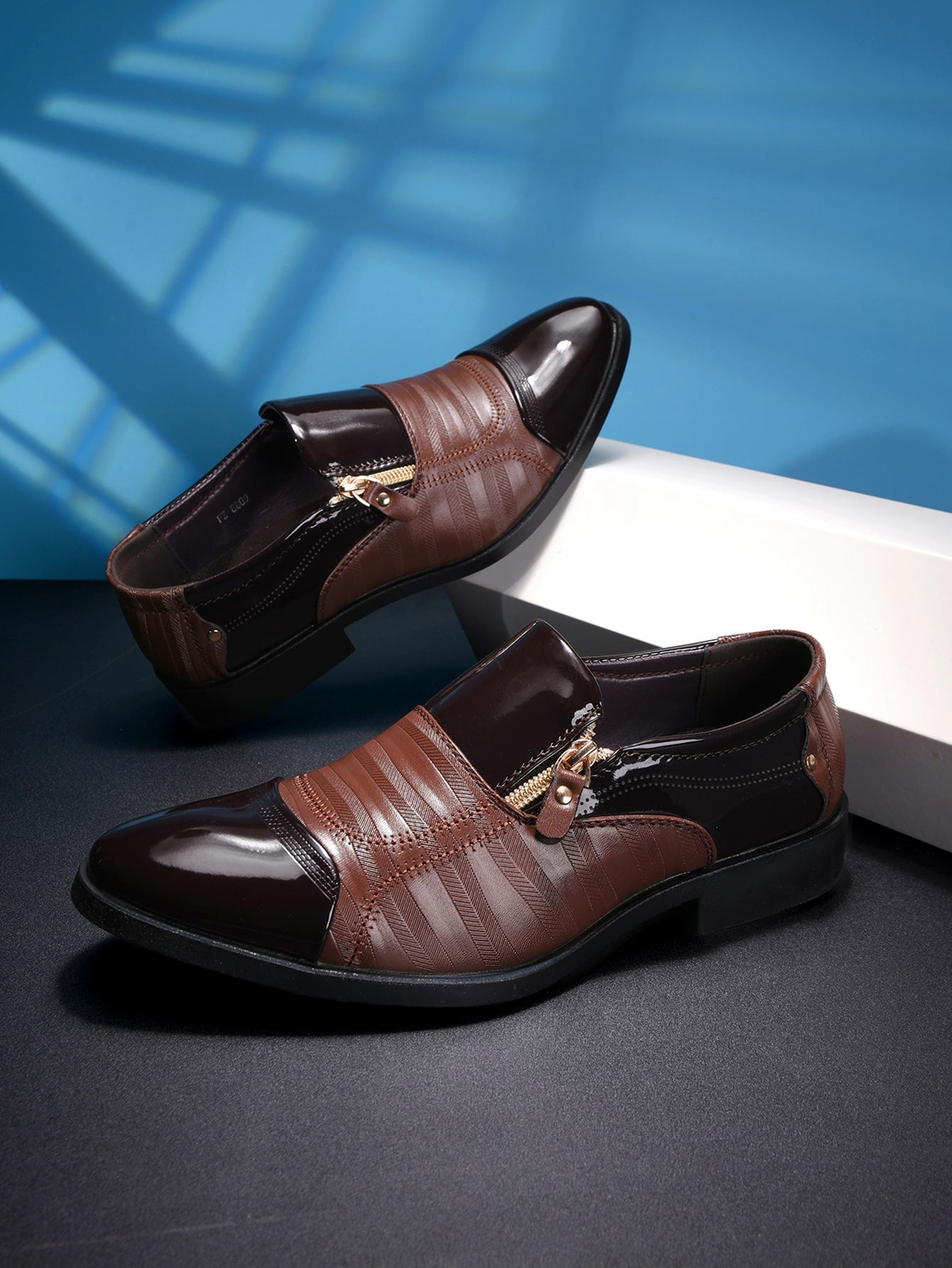 Men Zip Side Dress Loafers