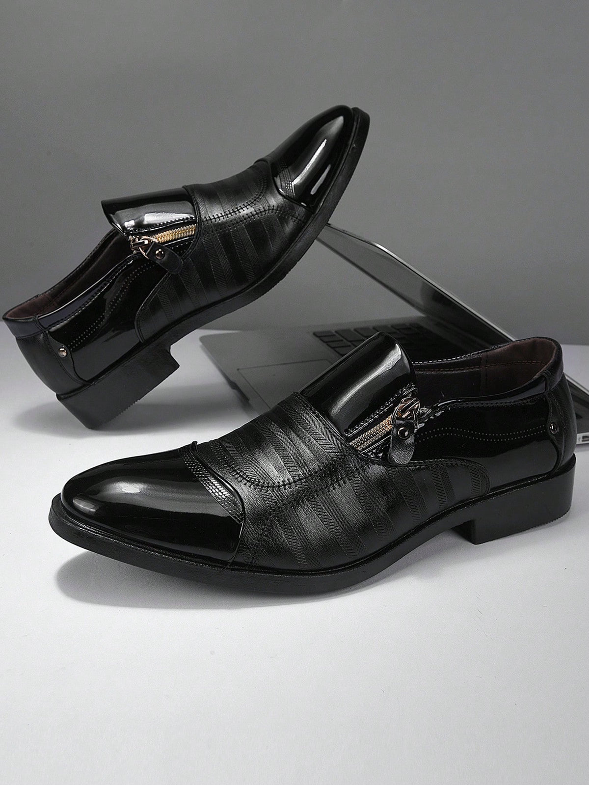 Men Zip Side Dress Loafers