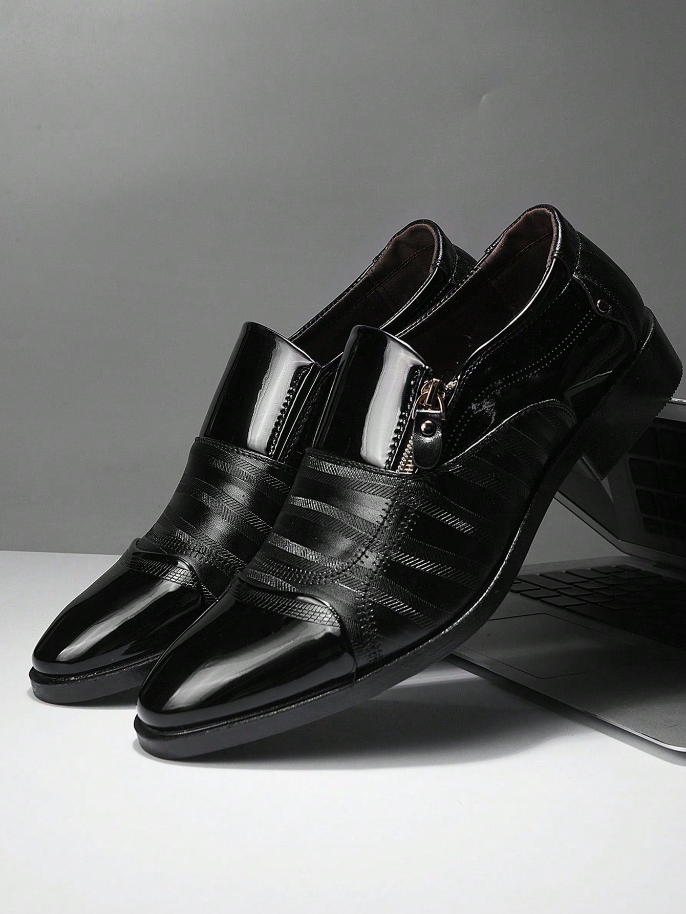 Men Zip Side Dress Loafers