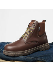 Men's Boots High Top Pu Leather Brown Summer