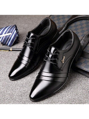 Chaussures en cuir PU à bout pointu de style britannique pour hommes d'affaires