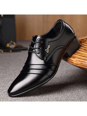 Chaussures en cuir PU à bout pointu de style britannique pour hommes d'affaires