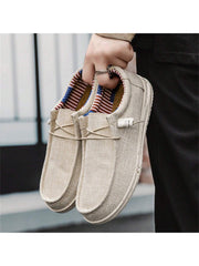 Men's Breathable Lightweight Slip-on Loafers With Anti-slip Sole & Lace-up Design For Casual Wear