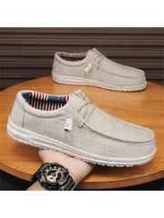 Men's Breathable Lightweight Slip-on Loafers With Anti-slip Sole & Lace-up Design For Casual Wear