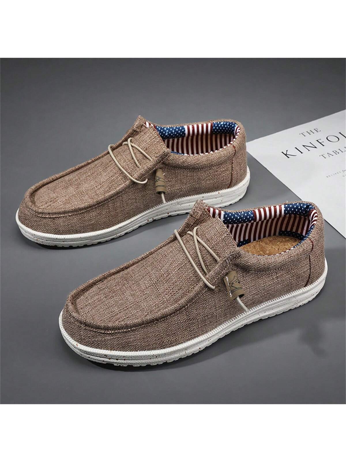 Men's Breathable Lightweight Slip-on Loafers With Anti-slip Sole & Lace-up Design For Casual Wear