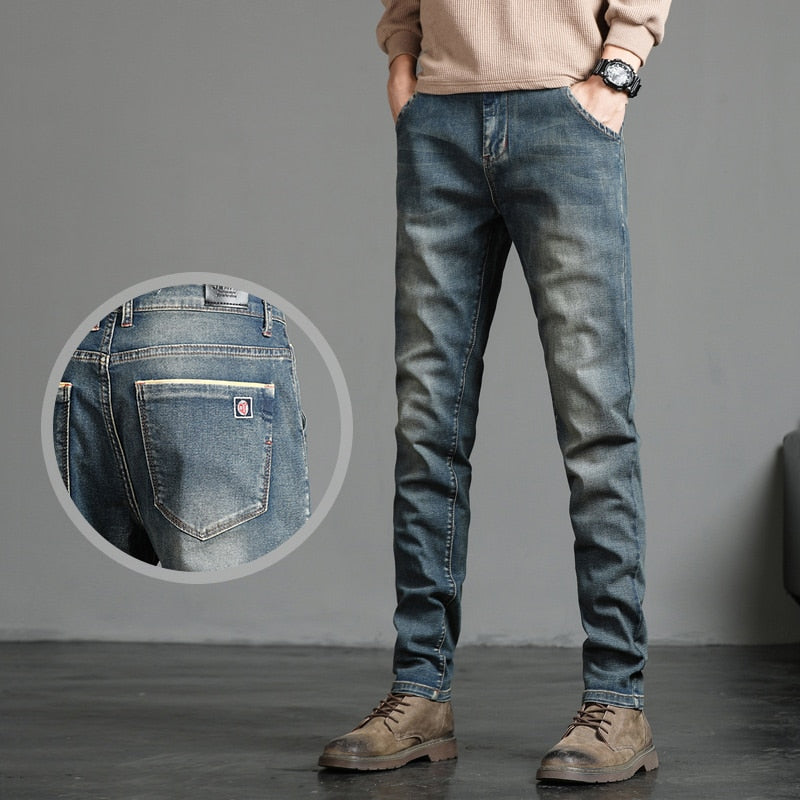 Jean skinny extensible en coton pour hommes