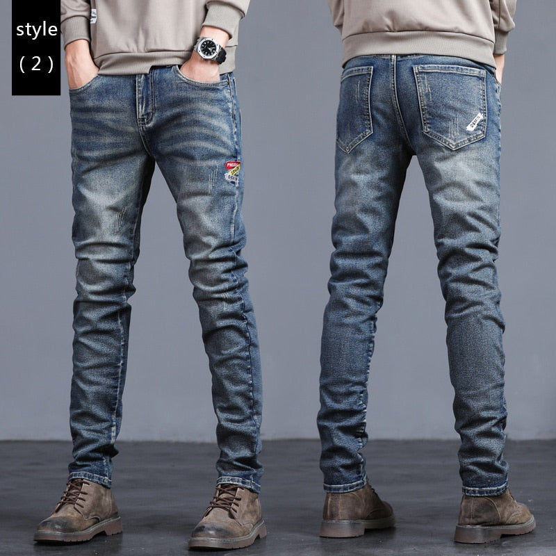 Jean skinny extensible en coton pour hommes