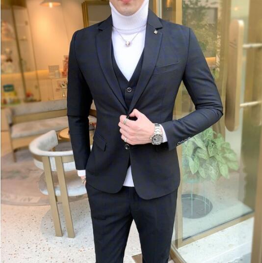 Men Suits British 3 or 2 Piece Men (Jacket+Vest+Pants)